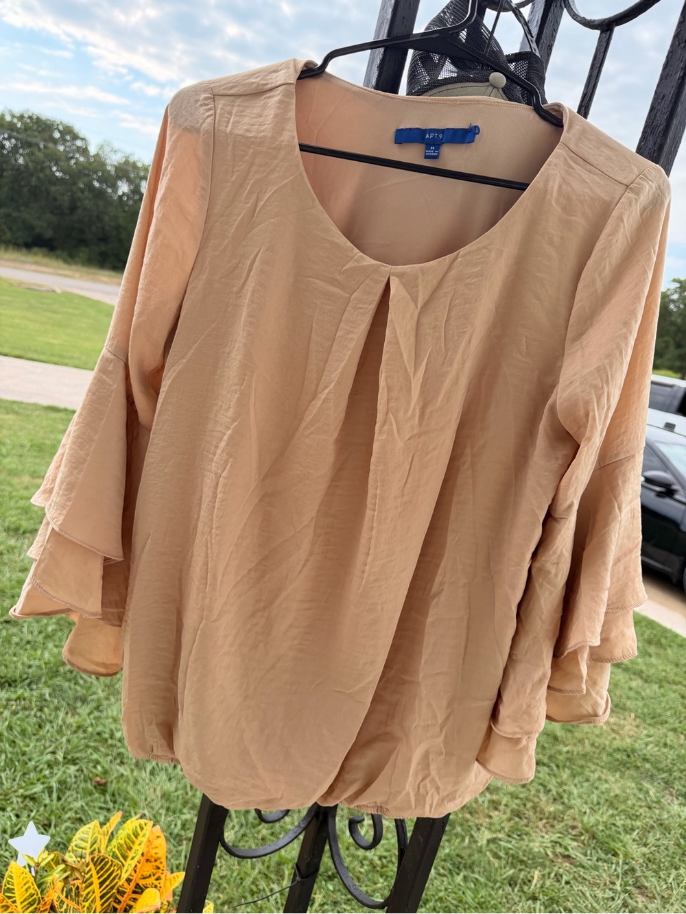 Apt. 9 Peachy Beige Ruffle Sleeve Blouse